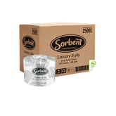 Sorbent Professional luxury 3 ply toilet tissue packaging on a white background